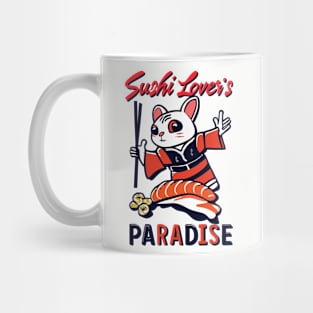 Sushi Lovers Paradise Japan - Vintage Food Art Mug